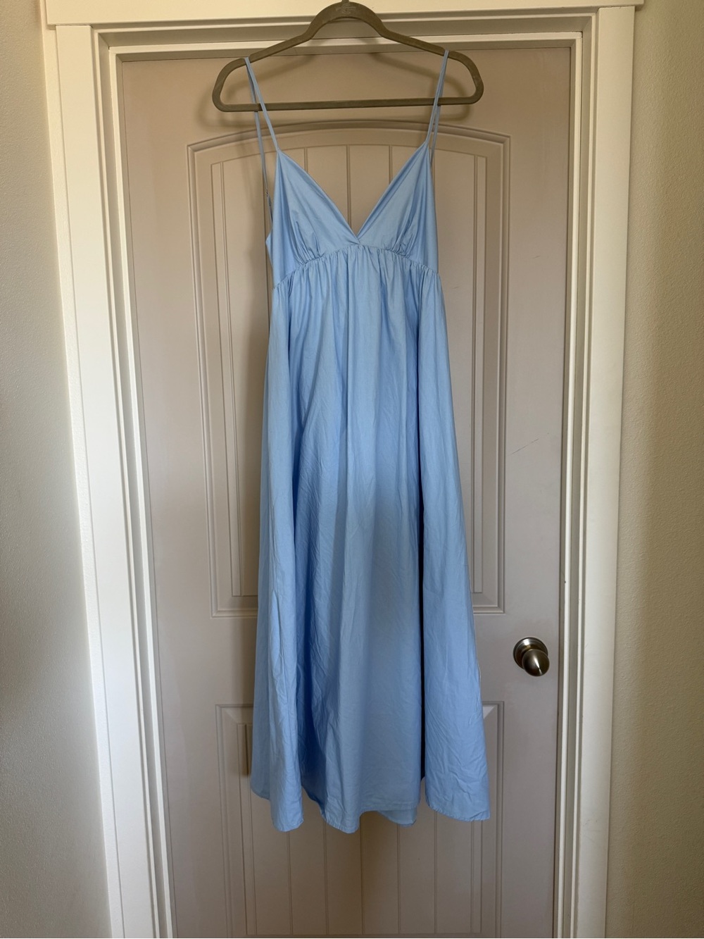 Light Blue Spaghetti Strap Midi Dress